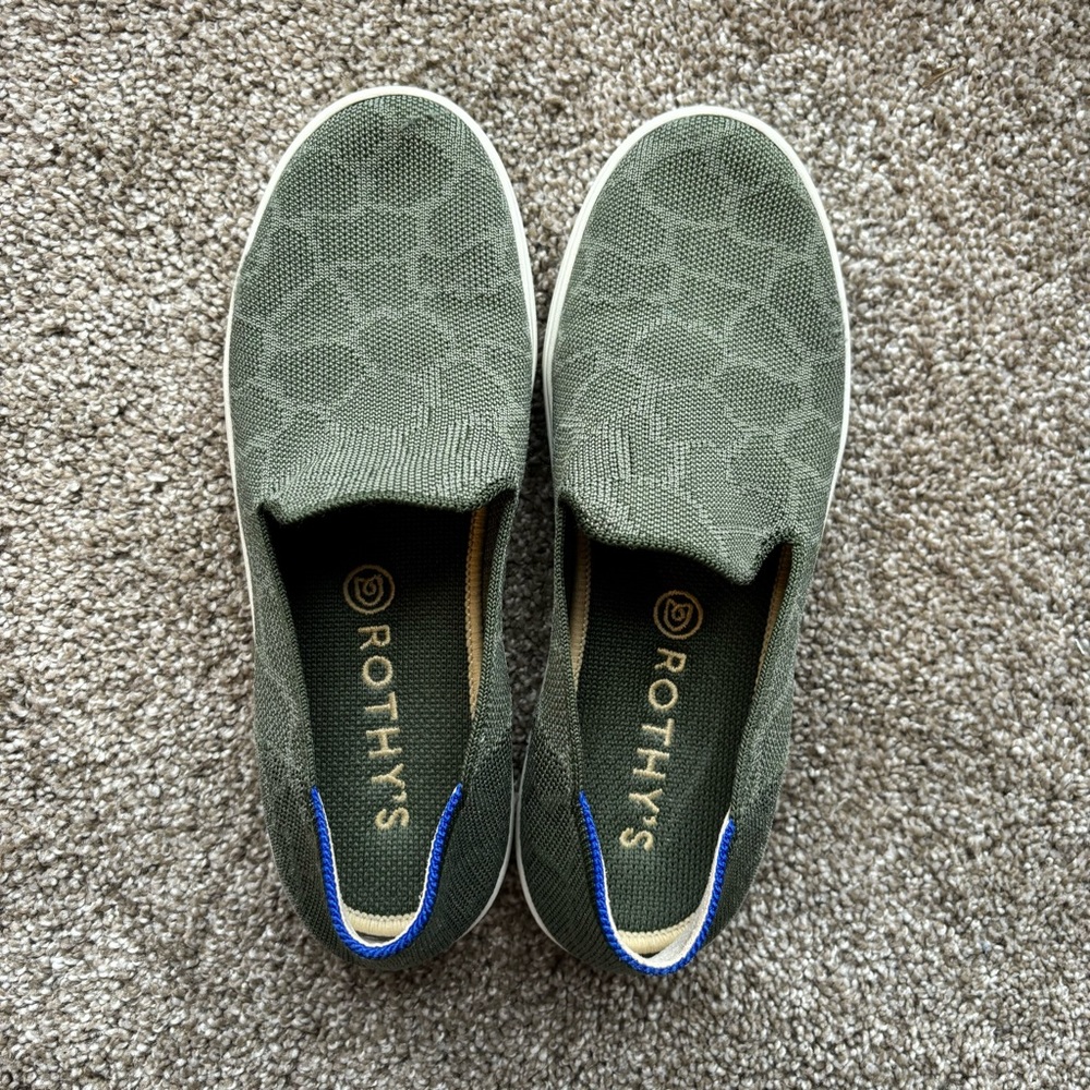 Rothy’s Original Slip On Sneaker, Safari Green, Size 6.5